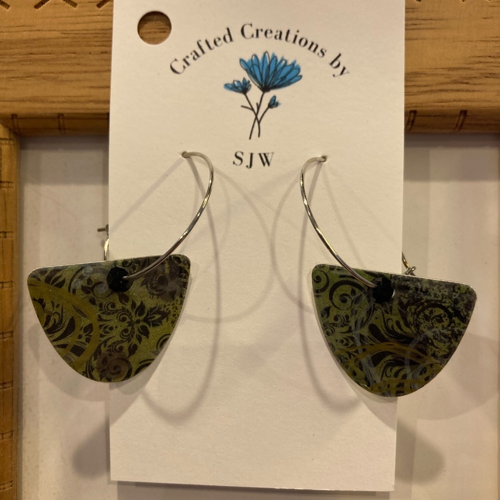 Green Patterned Earrings